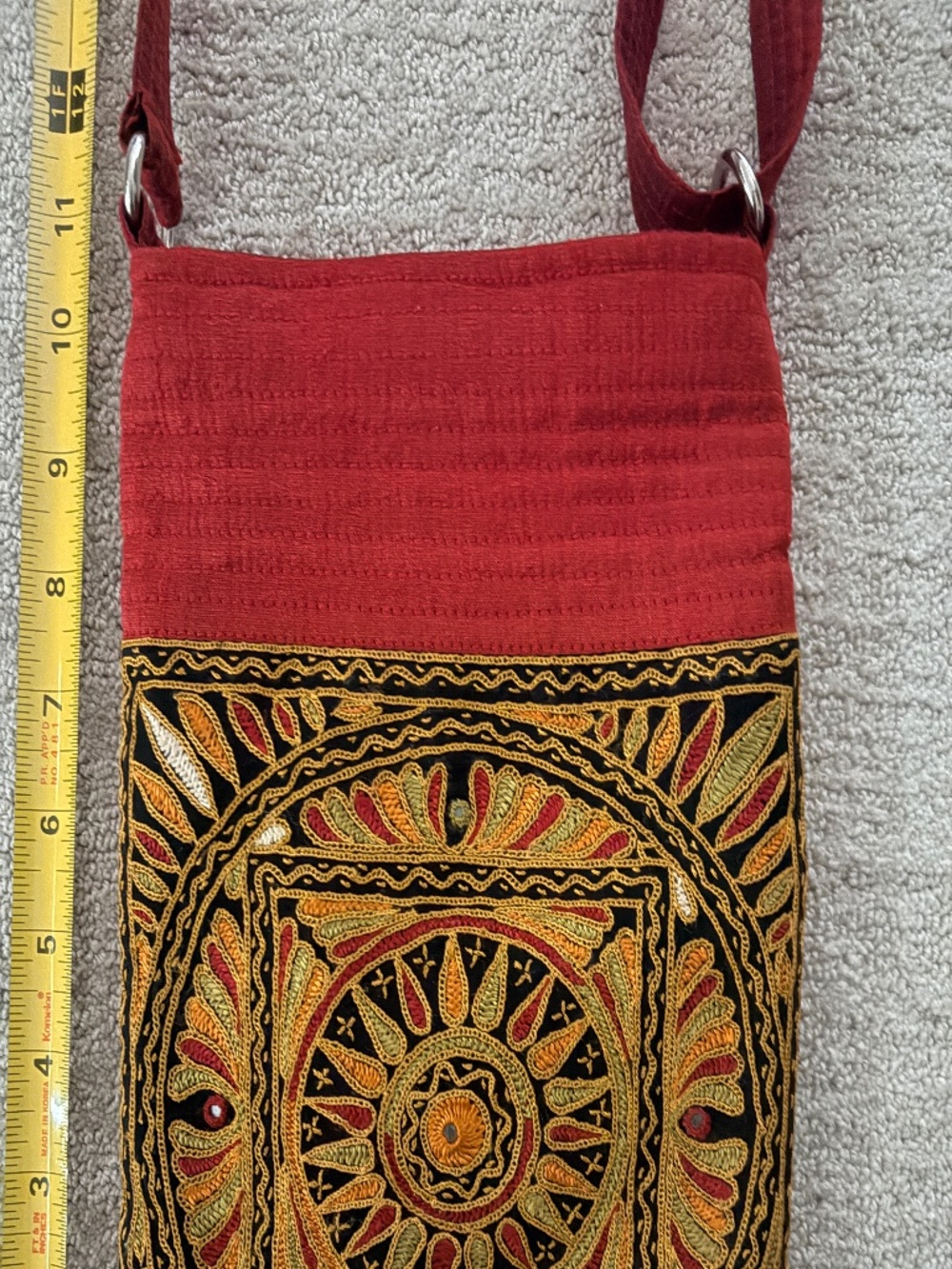 Embroidered Crossbody cloth bag for phone, keys, etc